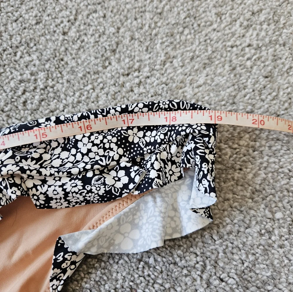 J.Crew Floral Side Ruffle Low Rise Bikini Bottom, Xl, Blue/ White